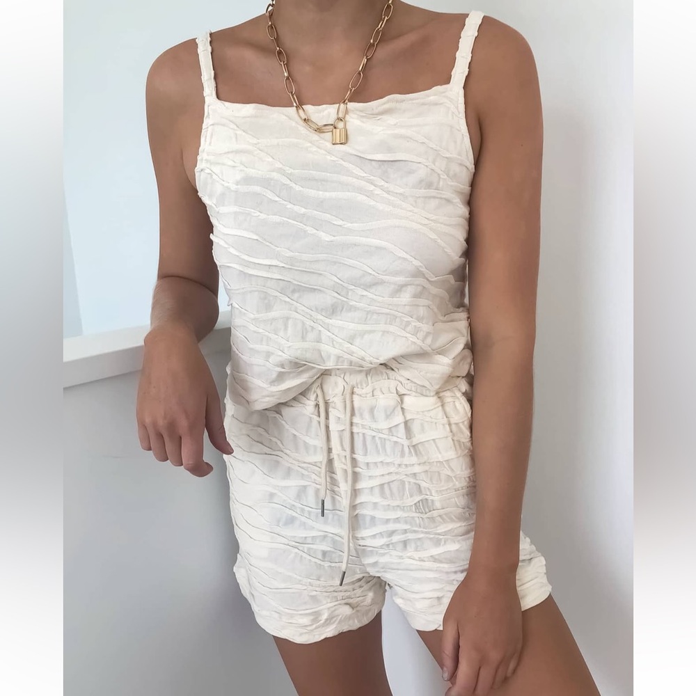 NWT Shekou Cream Streets Of Mykonos 2 Piece Tank Shorts Set Small